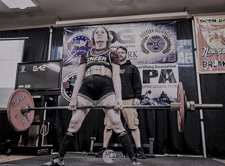 National Record deadlift 220.5 lbs.